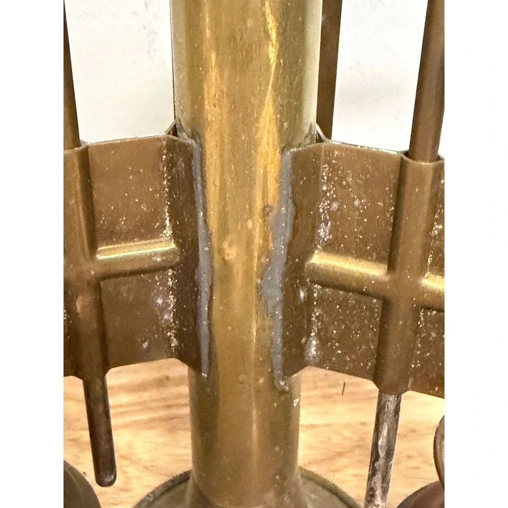 Antique Brass Railroad Car Double Oil Lamp Fixture Railcar Wall Mount Vintage